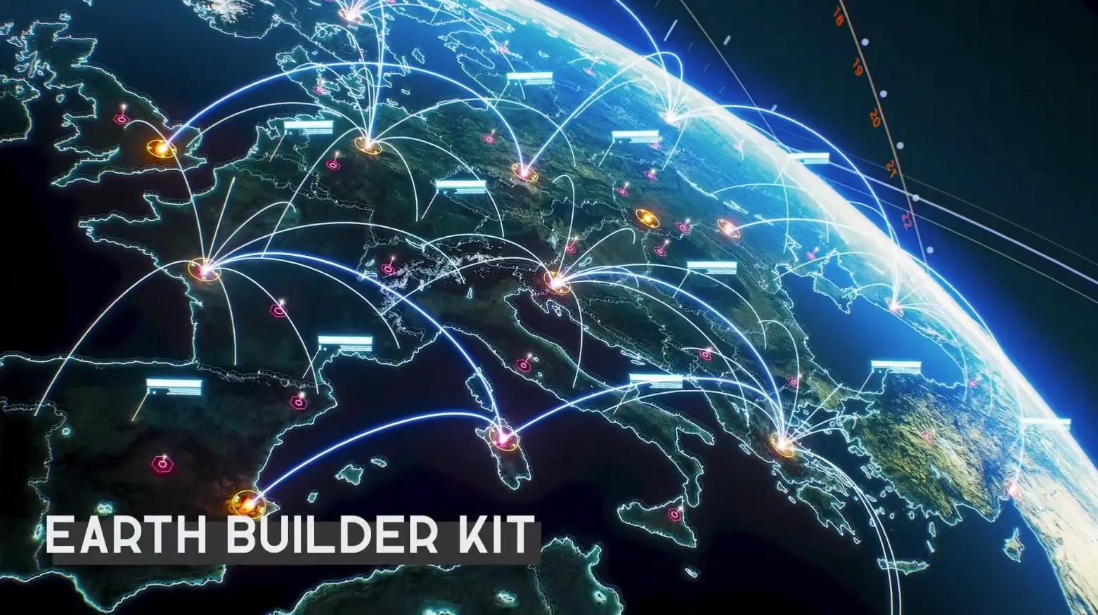 Earth Builder Kit for Cinema 4D专业三维地球动态路径动画节点插件支持多版本一键导入