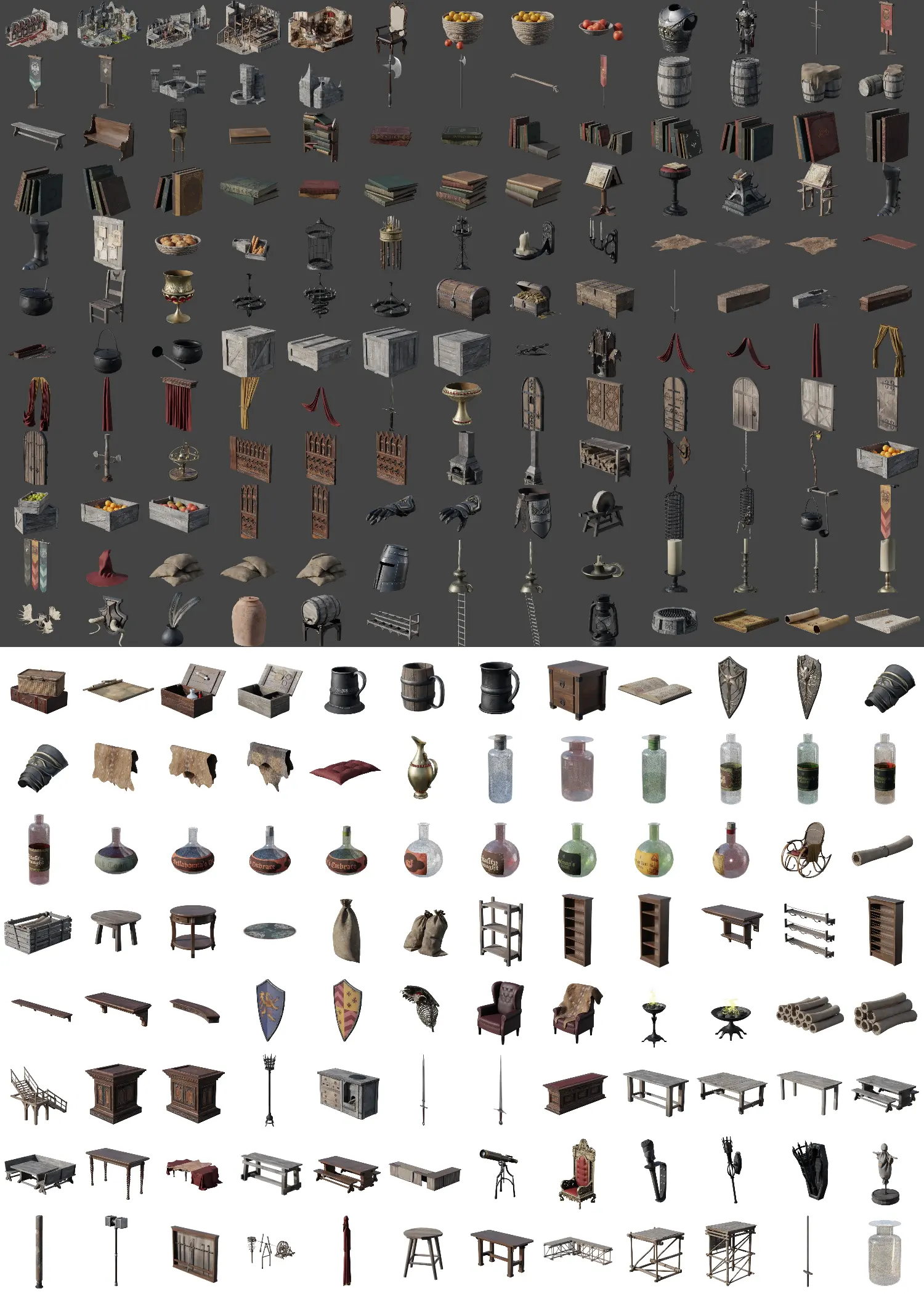 逼真中世纪奇幻室内物件3D模型资源下载_全格式支持_适合虚拟现实与游戏场景设计KitBash3D – Enchanted Interiors