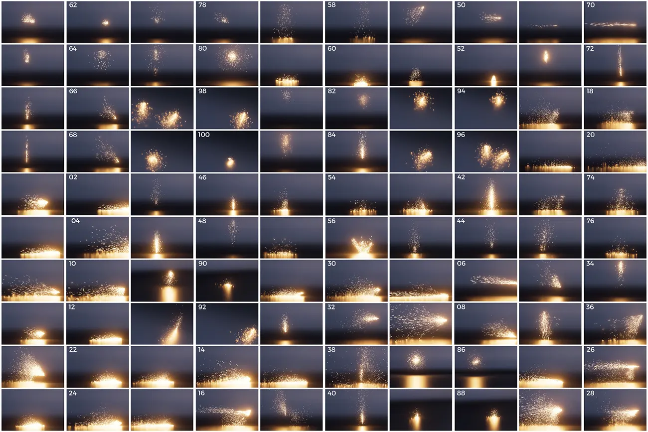 游戏制作高拟真火花特效3D模型 动态火花喷溅爆破流星烟花场面粒子特效包(.abc动画模型)