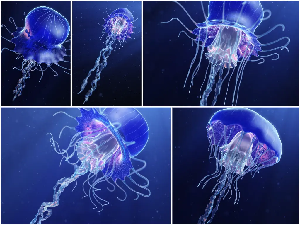 带有精美动画效果的高端写实水母三维模型免费下载支持科学教学和互动媒体应用3D animated jellyfish model