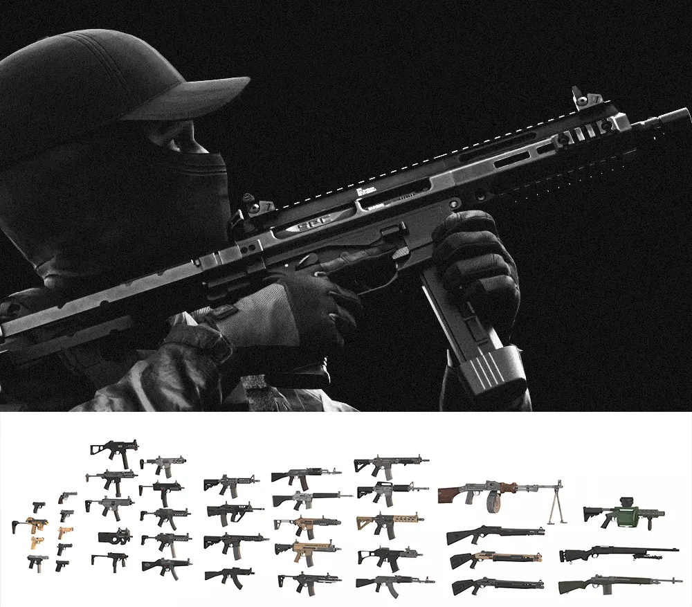 高度还原真实武器的3D模型资源包 Ready or Not同款Glock P90 M14 MPX等多种枪械合集下载Ready or Not - Weapons Pack